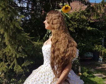 Perücke Sisi Sissi Lace 100 cm lang! Kaiserin Elisabeth Mittelscheitel wellig locken