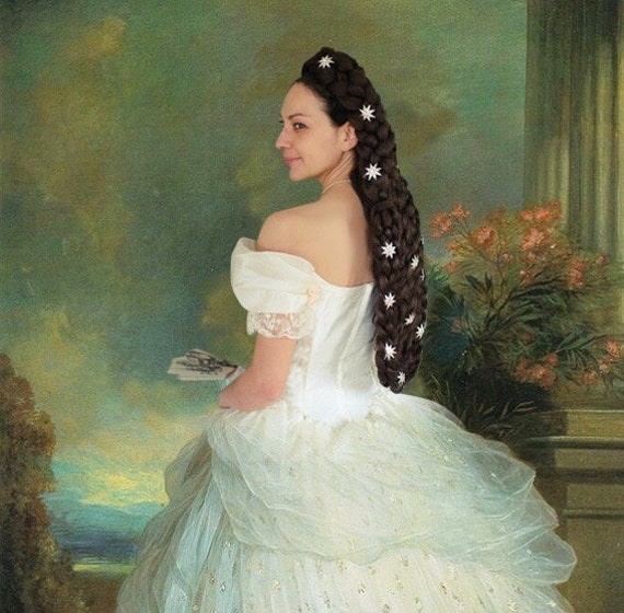 Coiffure Sisi postiche Winterhalter coiffure profil couronne tressee historique victorienne imperatrice Elisabeth Sissi Etsy France