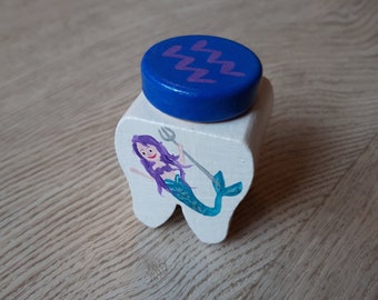 Milk tooth box, tooth fairy, hand-painted, personalized, can with mermaid, tooth can mermaid, letter from the tooth fairy, tooth fairy certificate, certificate