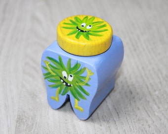 Milk tooth box, tooth fairy, hand-painted, personalized, box with tooth monster, tooth box monster, letter from the tooth fairy, tooth fairy certificate, certificate