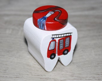 Milk tooth tin, tooth fairy, hand-painted, personalized, tin with police, tooth tin fire brigade, letter from the tooth fairy, tooth fairy certificate, certificate