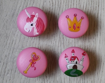 large furniture handle, dresser knob, drawer knob, princess, unicorn, hand painted drawer knob, rascal