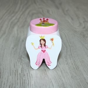 Milchzahndose, Zahnfee, handbemalt, personalisiert, Dose mit Prinzessin, Zahndose mit Name, Brief von Zahnfee, Zahnfeezertifikat, Urkunde