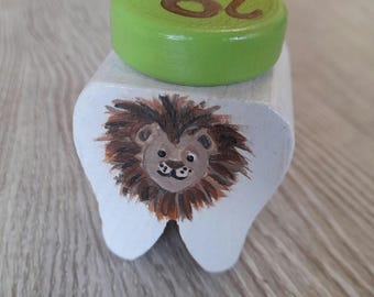 Milk tooth box, tooth fairy, hand-painted, personalized, box with lion, zodiac tooth box, letter from the tooth fairy, tooth fairy certificate, certificate