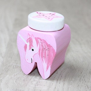 Milk tooth tin, tooth fairy, hand-painted, personalized, tin with unicorn, tooth tin with glitter, letter from the tooth fairy, tooth fairy certificate, certificate