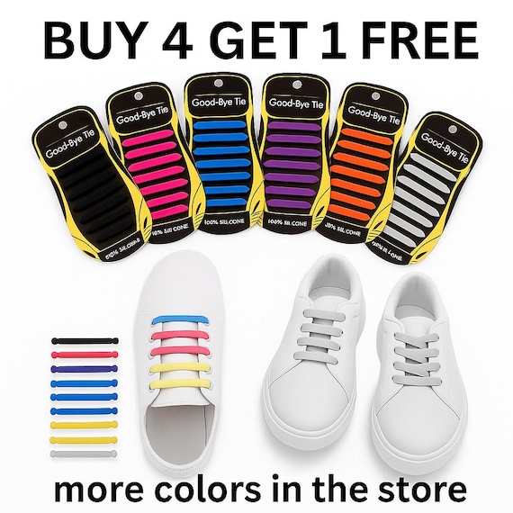 BUY 4 GET 1 FREE! No Tie Silicone Shoe Laces More Colors in the store, for Kids Men Woman Sport Laces for Sneakers, Free Shipping