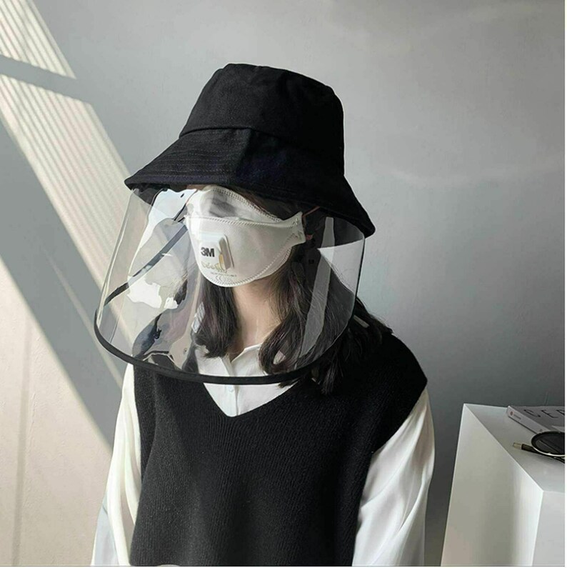 Safety Full Face Shield Hat Fisherman Cap with Shield Clear Flip-up Face Protect from Dust Chemicals Free Shipping