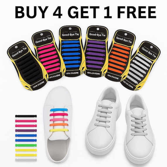 BUY 4 GET 1 FREE! No Tie Silicone Shoe Laces More Colors in the store, for Kids Men Woman Sport Laces for Sneakers, Free Shipping