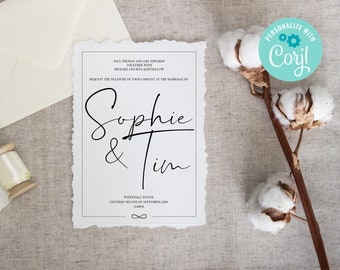 INSTANT DOWNLOAD - EDITABLE File, Elegant, boarder Wedding Invitation, script font names, Customise, Corjl, 682724342