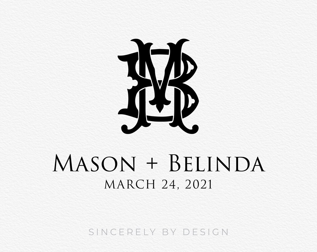 Semi Custom Digital Wedding Logo Floral Wedding Monogram Interlocking ...