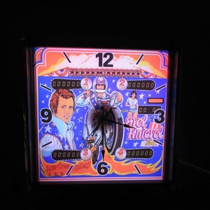 Bally Evel Knievel Pinball Head LED lighted Display Clock