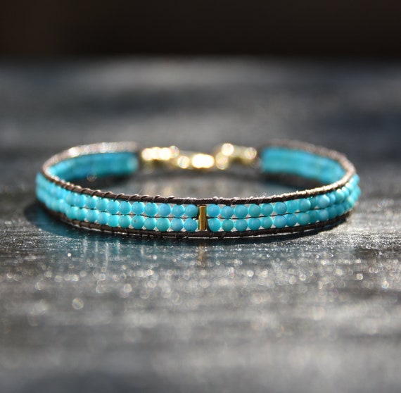 Sleeping Beauty Turquoise and Solid 14k Gold Bracelet  display picture 1