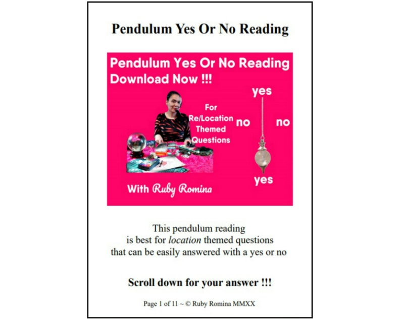 Pendulum Yes or No Reading LOCATION or Not to Relocate Etsy