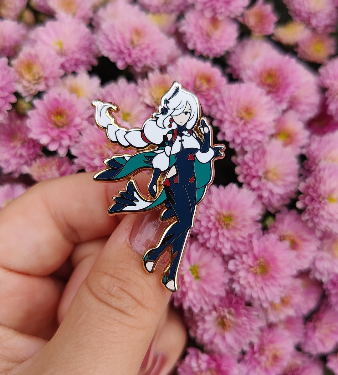 Shenhe Splash Art Enamel Pin Genshin Impact Etsy