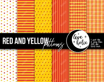 red and yellow geometric patterns stripes red and yellow photoshop patterns red and yellow Digital papers yellow and red commercial use