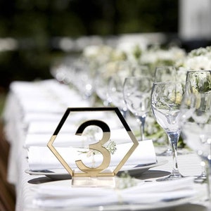 Numéros de table numéro de table or/argent disposition des sièges de mariage invités table de mariée mariés anniversaire de mariage 1-10/1-20 Numéros géométriques