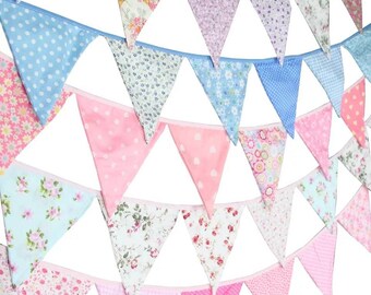 Pastel colored fabric pennant garland children's room baby party wedding decoration summer party cheerful colors