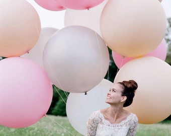 3er Set Gigantisch große Luftballons Pastellfarben/Macaronsfarben Hochzeit Riesenluftballon Deko Brautpaar Fotos apricot Riesenballon