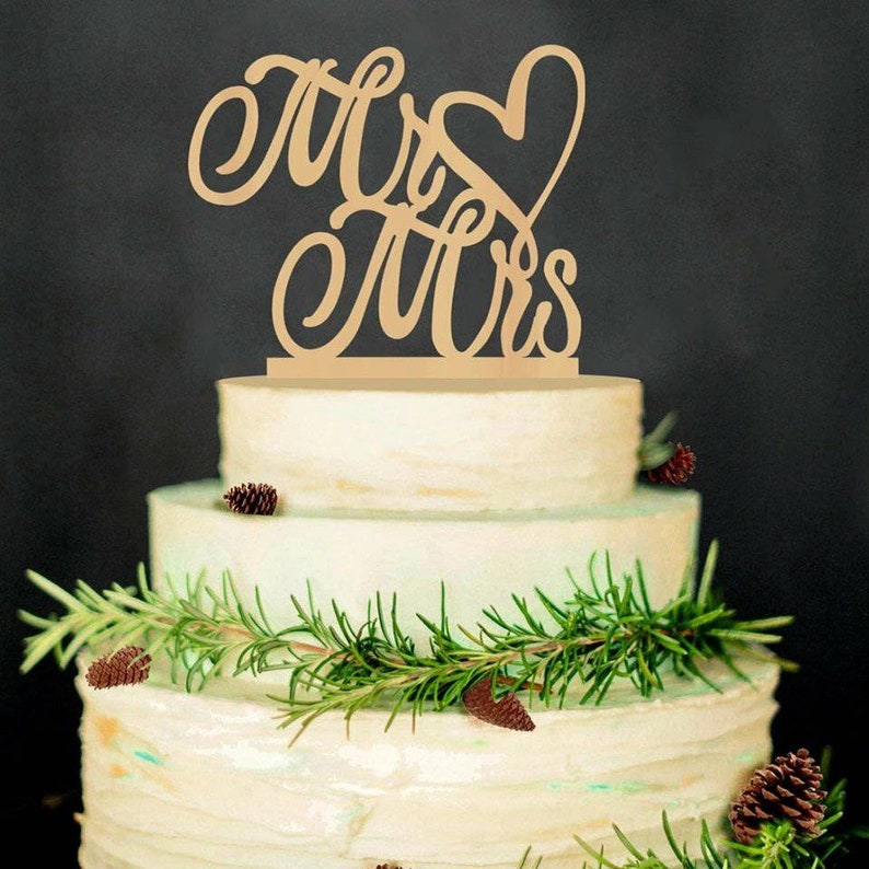 CakeTopper Mr&Mrs wood/silver/copper/gold/rose gold wedding wedding cake plug wedding day cake decoration bride groom party image 8
