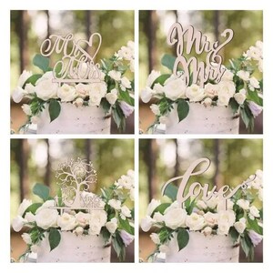 CakeTopper Mr&Mrs wood/silver/copper/gold/rose gold wedding wedding cake plug wedding day cake decoration bride groom party image 9