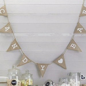 Candy Bar Jute Pennant Garland Wedding Bride and Groom Candy Bar Wedding Day Favors Party Snack Decoration Bride and Groom Wedding Ceremony Sweets image 1
