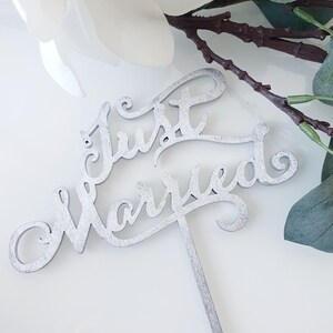 CakeTopper Justmarried Silber/kupfer/gold/rosegold Hochzeit Hochzeitstorte Kuchenstecker Brautpaar Cake topper Hochzeitskuchen Trauung Deko zdjęcie 5