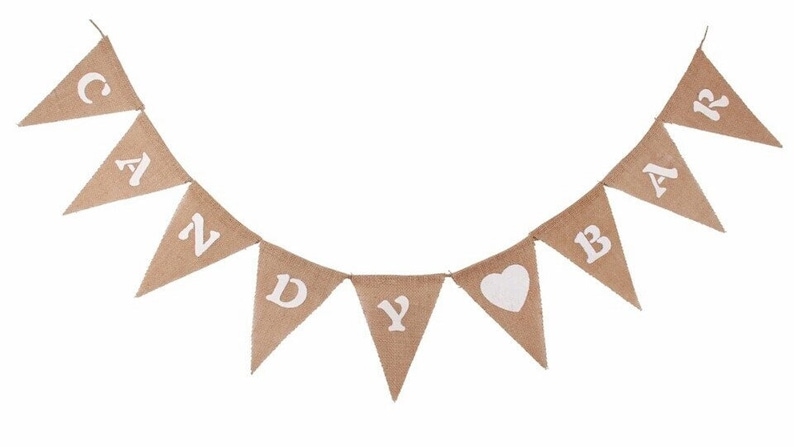 Candy Bar Jute Pennant Garland Wedding Bride and Groom Candy Bar Wedding Day Favors Party Snack Decoration Bride and Groom Wedding Ceremony Sweets image 2