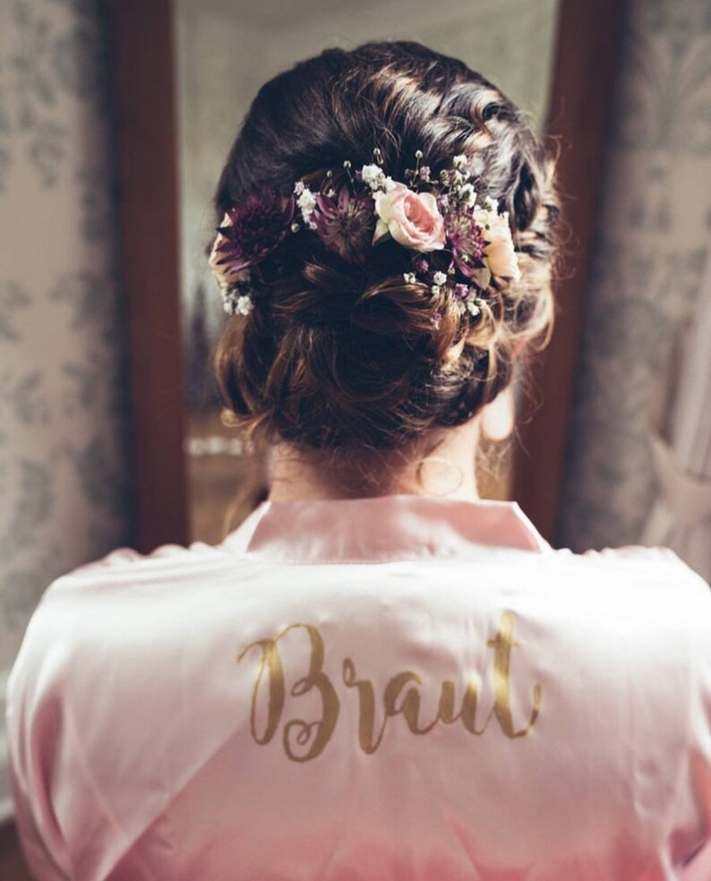 Bride bathrobe Golden Font Wedding Dress Up Kimono Get Ready Shooting Wedding Day Bride Bridegroom Wedding Accessories Bride