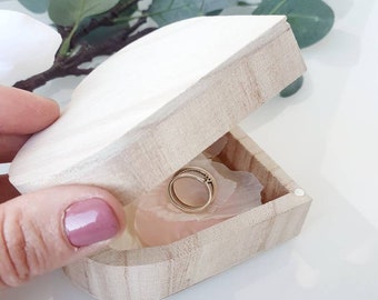 Herz Ringbox Holz Natur Ringschatulle Vintage Ringkissen Eheringe Hochzeitstag Trauung Ring Box Ringträger Hochzeitsaccessoires Ringe