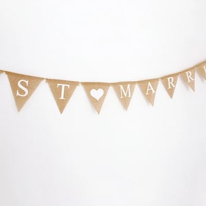 Just married real jute pennant garland letters wedding candy bar snackable birthday gifts Mr&Mrs newlyweds wedding baptism communion