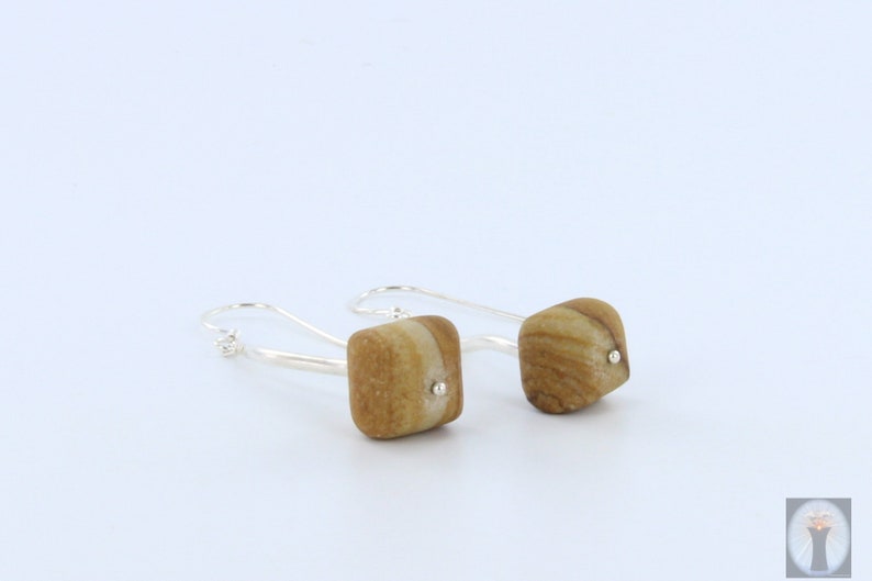 Landscape jasper earrings matt with silver fishing hook