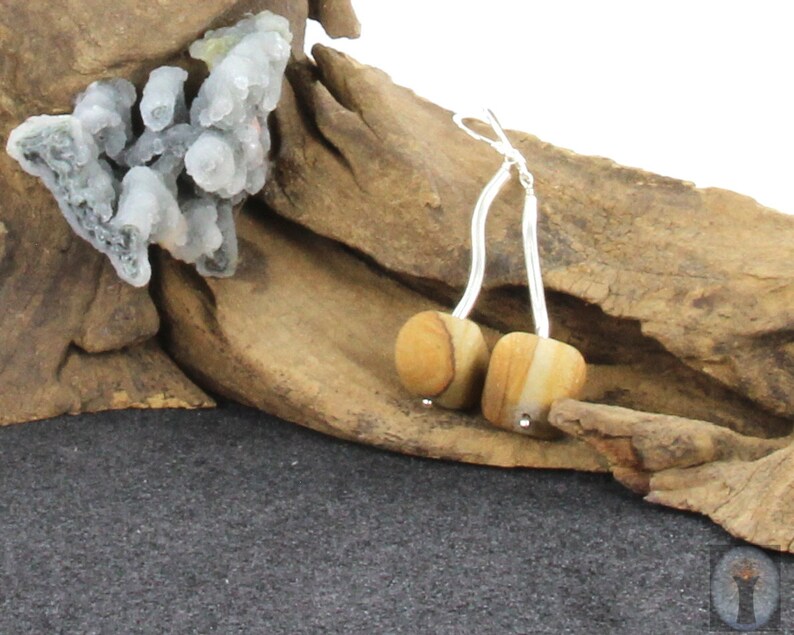 Landscape jasper earrings matt with silver fishing hook