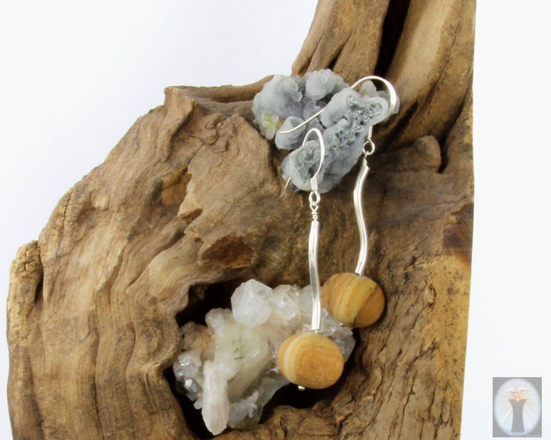 Landscape jasper earrings matt with silver fishing hook