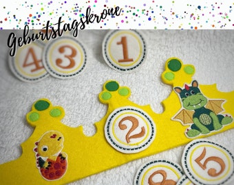 Birthday crown felt handmade with interchangeable number (1-9 incl.)