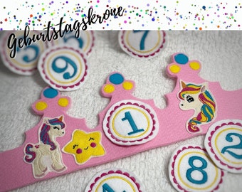 Birthday crown felt handmade with interchangeable number (1-9 incl.)