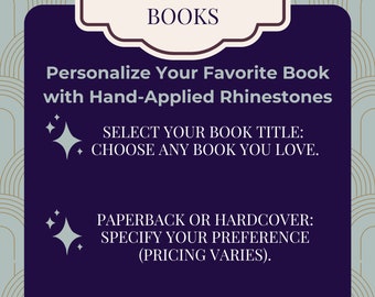 Custom Bedazzled Book Cover - Personalize Your Favorite Book with Hand-Applied Rhinestones