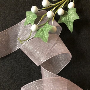 1 1/2 Inch Silver Sheer Organza Ribbon with Glitter