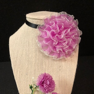 Organza Rosette in Magenta and White