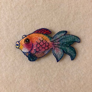 Applique - Fancy Tropical Fish with Sequins and Embroidery Iron On