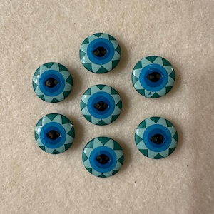 Kaffe Fassett-knapp - 15 mm/1/2 tum grön och turkos stjärnblomma - Priset är för 1 knapp