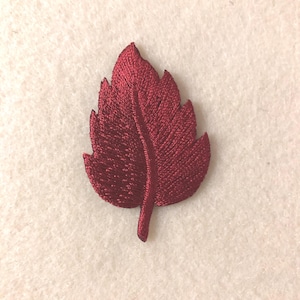 Applique - Wine Embroidered Leaf Iron On