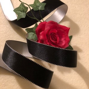 Two Tone Double Face Satin - Black and Silver Grey