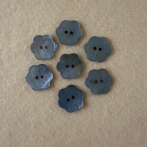 Buttons - Natural Mother of Pearl Flower Button Dyed Light Blue