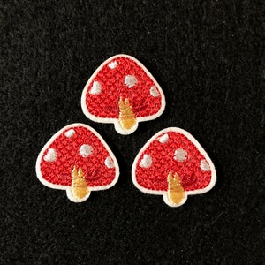Applique - Embroidered Red Polka Dot Mushrooms Set of 3 - Iron On