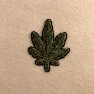 Applique - Plush Cannabis Leaf with Metallic Gold Detail Iron On
