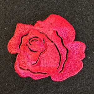 Appliqué - Wine Embroidered Rose - Iron On