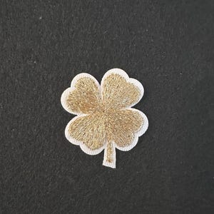 Applique - Embroidered Metallic Gold Four Leaf Clover - Iron On