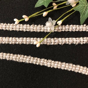 White Faux Pearll Trim with Silver Mesh