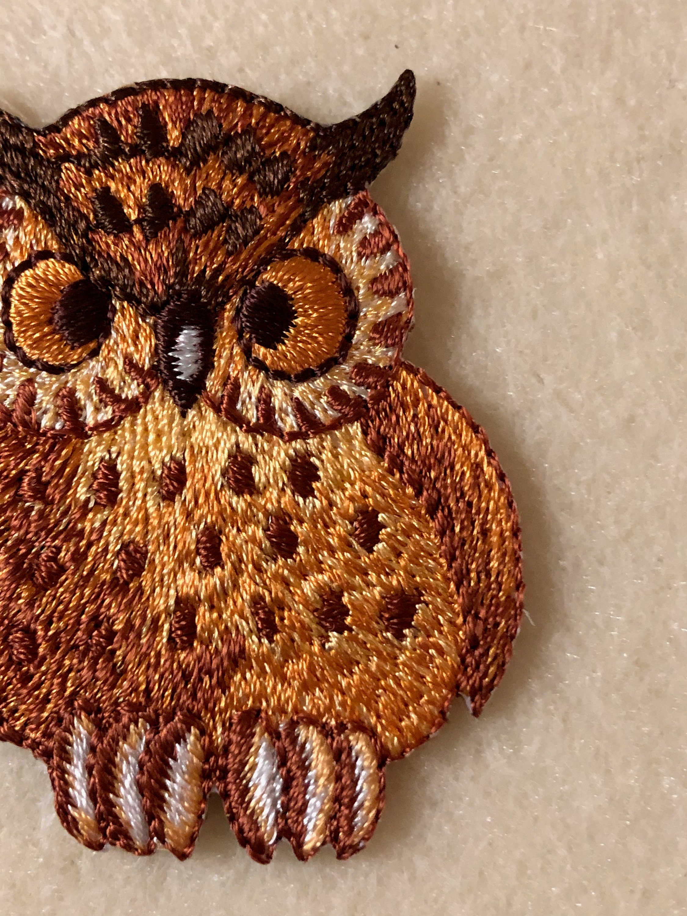 Applique Regal Embroidered Owl in Browns Iron On Etsy
