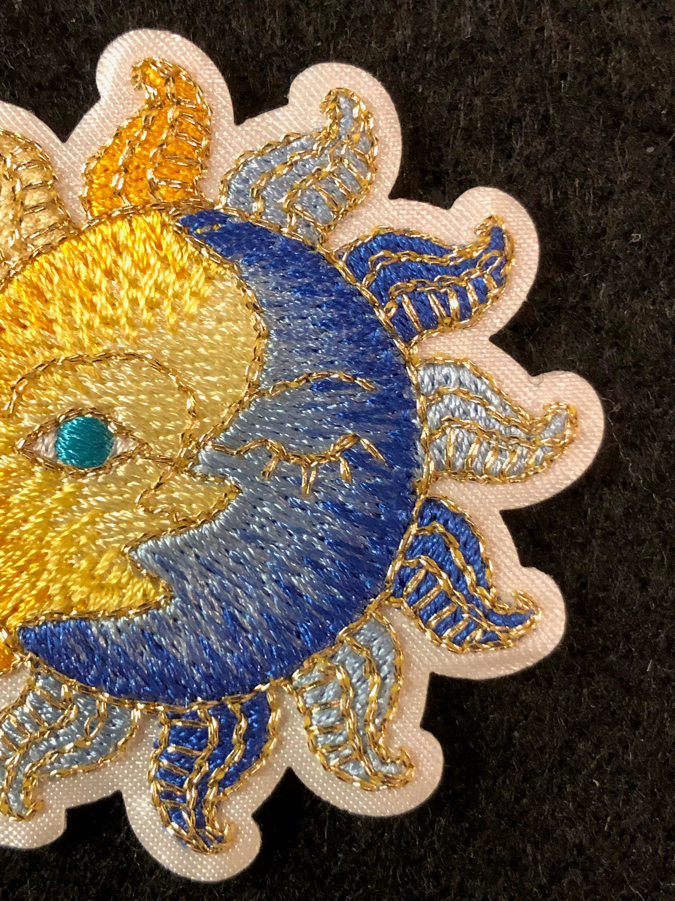 Applique Embroidered Sun and Moon With Metallic Gold Detail | Etsy